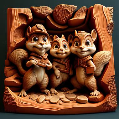 3D model st Fidgety chipmunks from Chip and Dale rush to the rescueRELIE (STL)